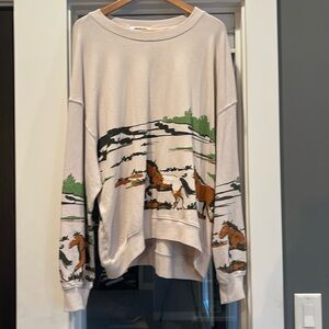 Free People Running Horses Oversized Crewneck Size XL
